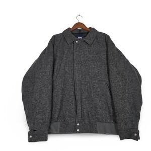 Vintage Woolrich Charcoal Wool Bomber Jacket Plaid Lined Mens Large Made In USA